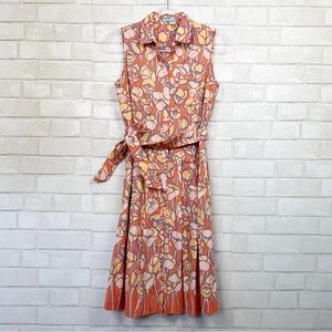 J. Mclaughlin Orange Tropical Print Button Front Sundress